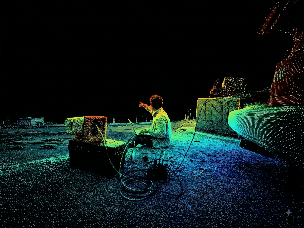 LiDAR point cloud of an urban street scene